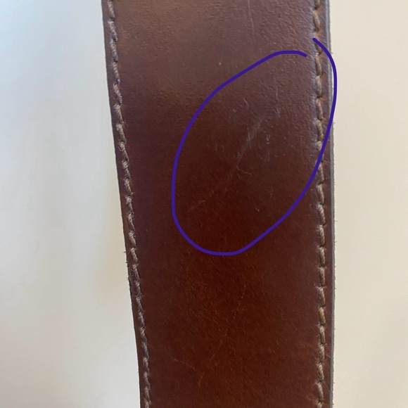 Brown Leather Two Prong Belt - Picture 5 of 7